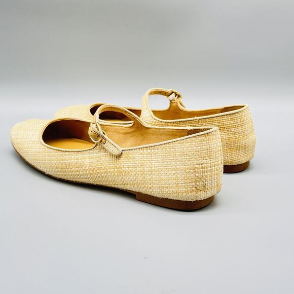 J Crew Shoes Womens 6.5 Beige Mary Jane Ballet Flats Raffia Woven Buckle Comfort - Picture 6 of 12